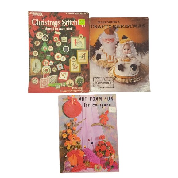 Various Other - Cross Stitch Christmas Craft Art Foam Patterns 3 Project Books Ornaments Santa
